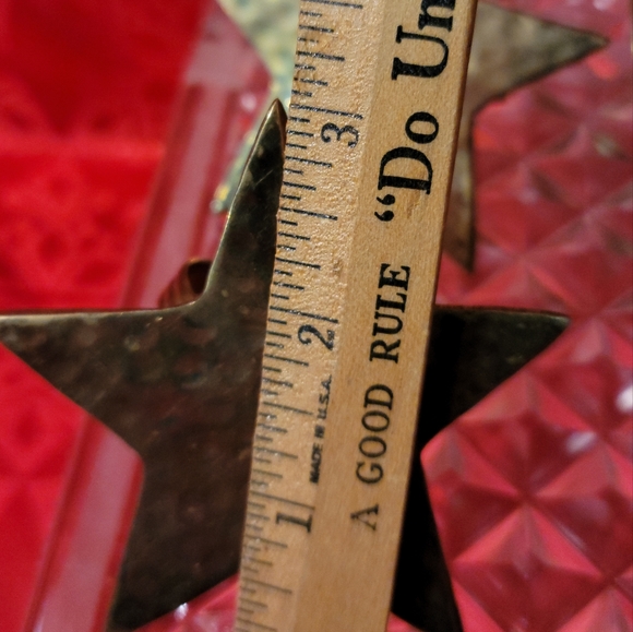 Star Brass Napkin Ring Holders W/some Patina Mid-century Set Of 4 Vintage - Picture 7 of 7